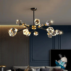 “Brushed stainless finish chandelier for spacious interiors”