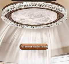 Crystal ceiling fan light with LED compatibility for serene interiors