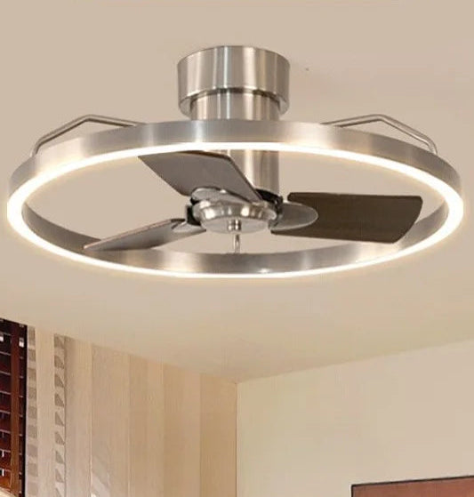 Quiet DC motor fan light with remote control in a stylish interior