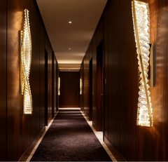 Italian-inspired crystal wall sconce with tri-color dimming for hallway lighting