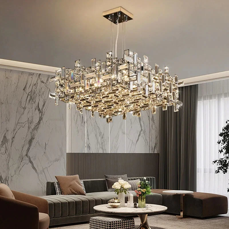 “Italian luxury crystal chandelier with stainless steel frame, Liglite”