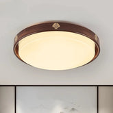 “Italian wood base round LED ceiling light for bedroom or study”