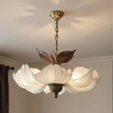 Italy vintage acrylic LED chandelier with leaf motif and cord assembly