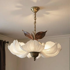 Italy vintage acrylic LED chandelier with leaf motif and cord assembly