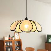 “Japanese rattan pendant light with bamboo petal lampshade”