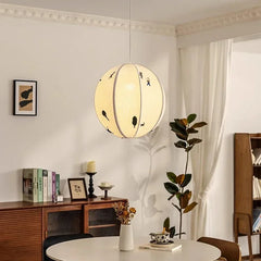 “Japanese wabi sabi embroidery pendant light, handmade fabric, E27, 1-year warranty”