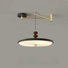 “Creative medieval kitchen island pendant with white pleated shade, full-spectrum LED”