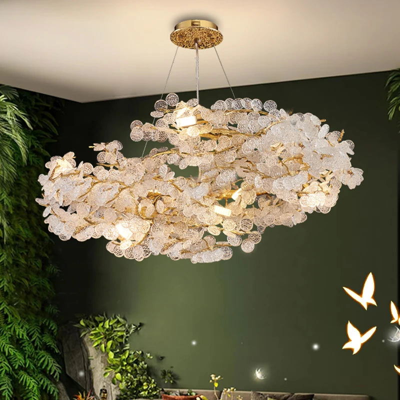 “Flush mount pendant chandelier in luxury crystal and alloy”