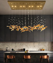 Decorative glass stone pendant light creating a statement over dining area