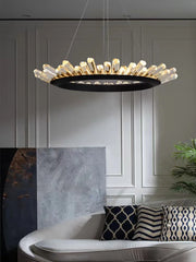 Metal cord pendant light with plated finish designed for bedroom ambient lighting