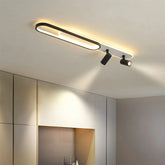 LED strip ceiling light with three spotlights mounted in a modern room