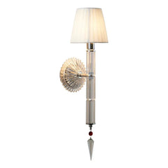Decorative wall sconce with a lampshade on a white background