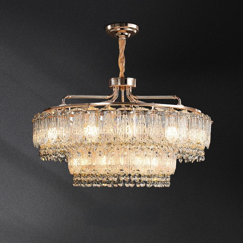 “Liglite two-tier brass chandelier for hotels and exhibition halls”