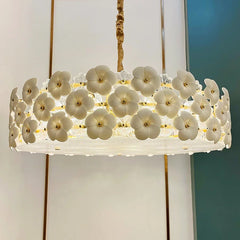 “Liglite E14 flower ceiling lamp with chain pendant installation”
