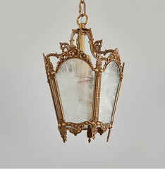 “Liglite art deco glass and copper chandelier for entry or stairwell”