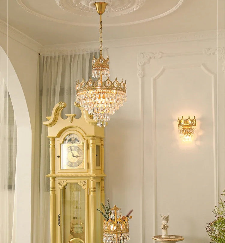 “Liglite K9 crystal crown chandelier for upscale interiors”