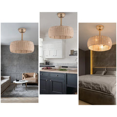 “Liglite rattan ceiling fan chandelier for cozy spaces”