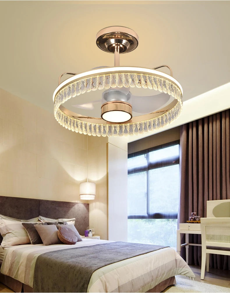 “Liglite upscale crystal ceiling fan chandelier for homes”