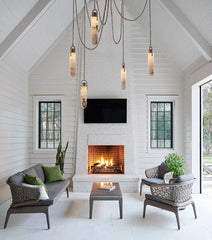 Modern staircase pendant lighting with slim marble drop shades