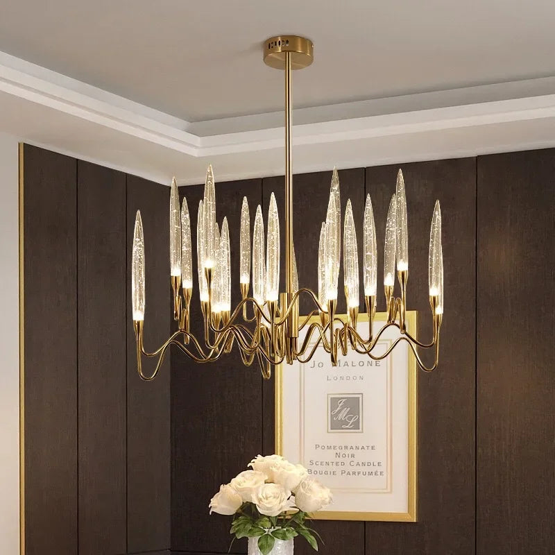 Modern candelabra ceiling chandelier with crystal shade elements
