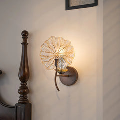 “Traditional lotus-leaf glass wall lamp with frosted shade”