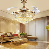 “Luxury crystal ceiling fan light for living room”