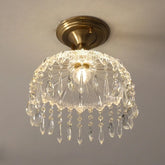 “Luxury crystal glass ceiling light with copper finish for bedrooms”