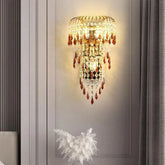 luxury crystal wall sconce with stainless steel frame in a modern room