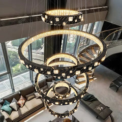 “Elegant crystal dining room light for double height interiors”