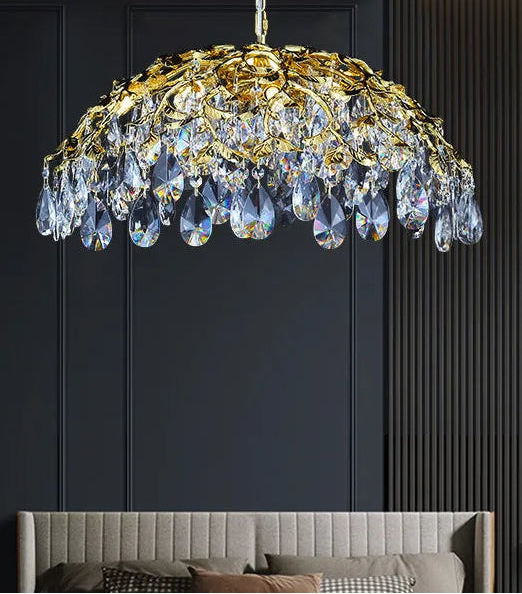 “Luxury living room chandelier with hand-knitted iron and crystals”