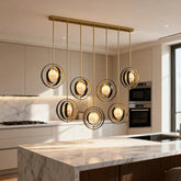 “Luxury marble globe brass chandelier for kitchen island or villa bar”