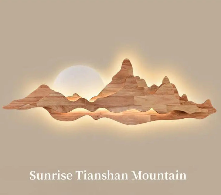 Wall mounted wood lamp with two light sources for living room accent lighting