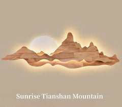 Wall mounted wood lamp with two light sources for living room accent lighting