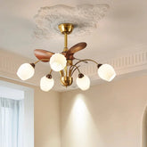 “Mid-century style wooden glass fan chandelier for living rooms”