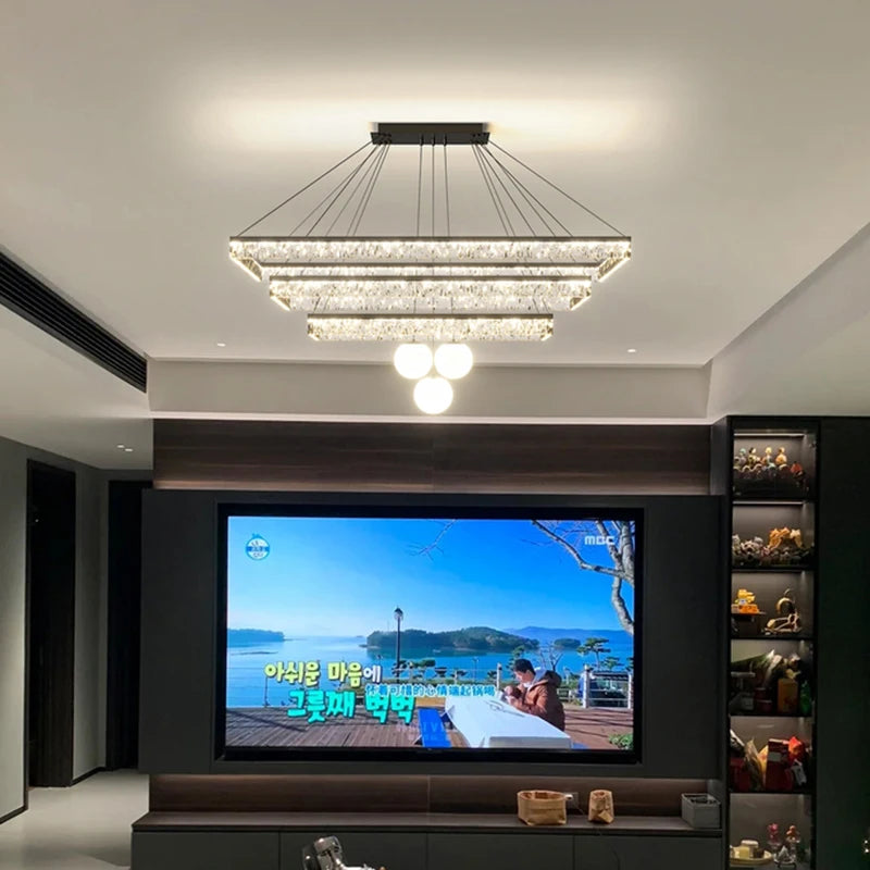 “Minimalist crystal chandelier for upscale settings”