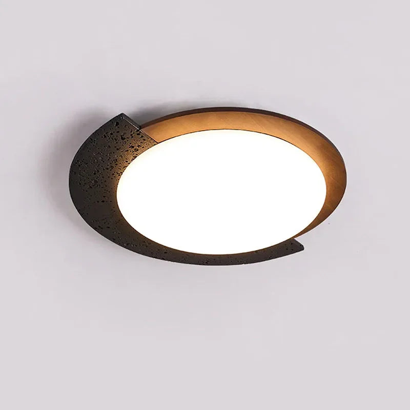 “Low-profile travertine-look ceiling light suited for kitchens and hallways.”