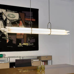 Minimalist long strip pendant light for kitchen island task lighting with LED bulbs