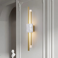 Minimalist marble wall sconce with up and down LED light for hallway lighting