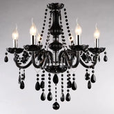 “Modern black crystal chandelier flush mount for living room”