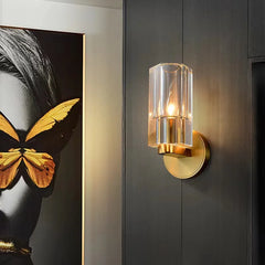 Modern wall-mounted copper sconce with E27 base and included LED bulb for bedroom walls