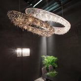 “Modern crystal chandelier with luxury gold finish for large rooms”