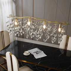 Modern semi flush chandelier with crystal shade and E14 LED bulbs included