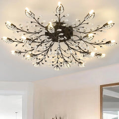 “Modern crystal leaf ceiling chandelier for dining rooms”