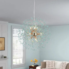 Modern crystal sputnik chandelier with cord pendant installation
