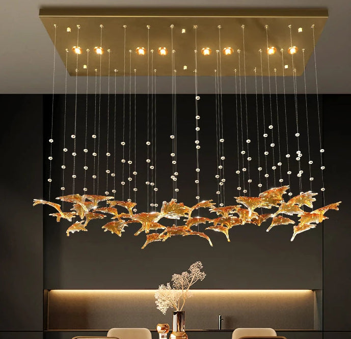 Modern hanging chandelier designed for kitchen island lighting