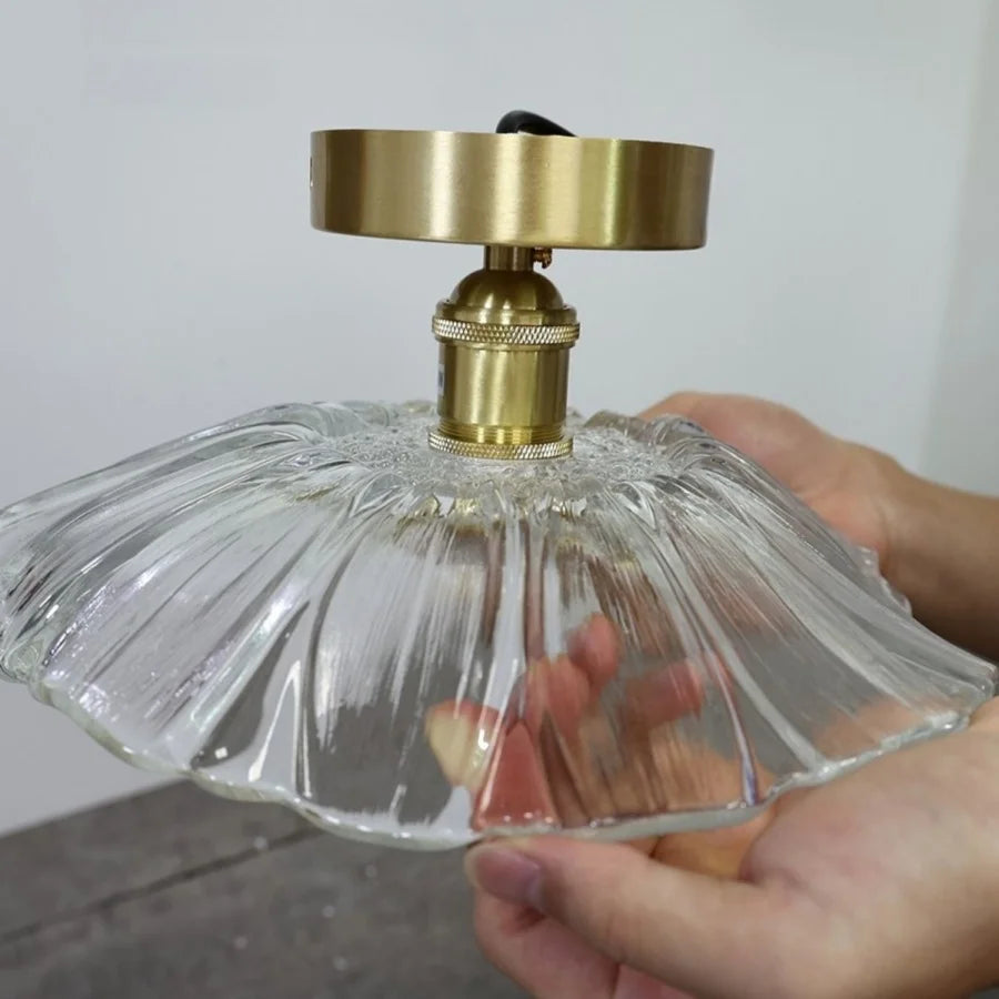 “Modern yellow lotus flush mount for bedroom or corridor”