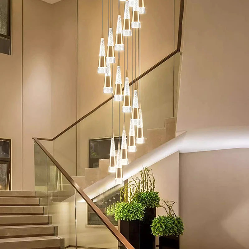 “Elegant cone LED hanging lamp for foyer, dining or double-height entry”
