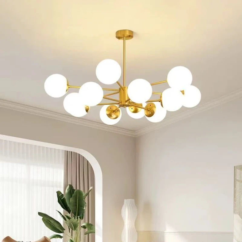 “Contemporary gold semiflush glass chandelier”