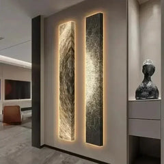 Modern luminous wall panel light styled as wall art on a feature wall