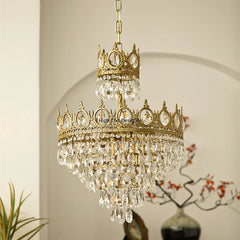 “Modern luxury crown crystal chandelier for grand living and dining rooms”
